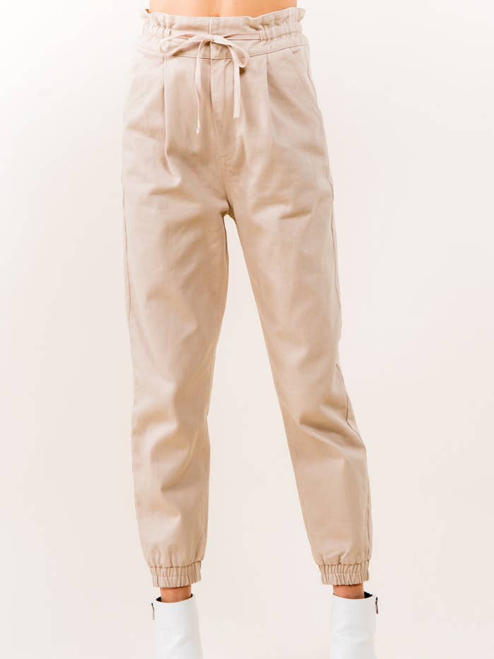 Paperbag-Baumwollhose mit Taillenbindung für den Großhandel von Whiteroom+Cactus