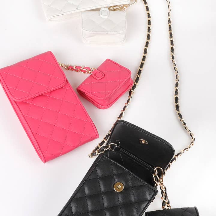 SP Sophia Collection - Wholesale Phone Wallet - Women's - Quilted Phone Crossbody Earbuds Case with Strap1