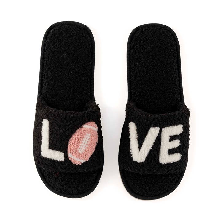 ASST/2 GRÖSSEN "LOVE" SPIELTAG-HAUSSCHUHE, SCHWARZ für den Großhandel von Shiraleah
