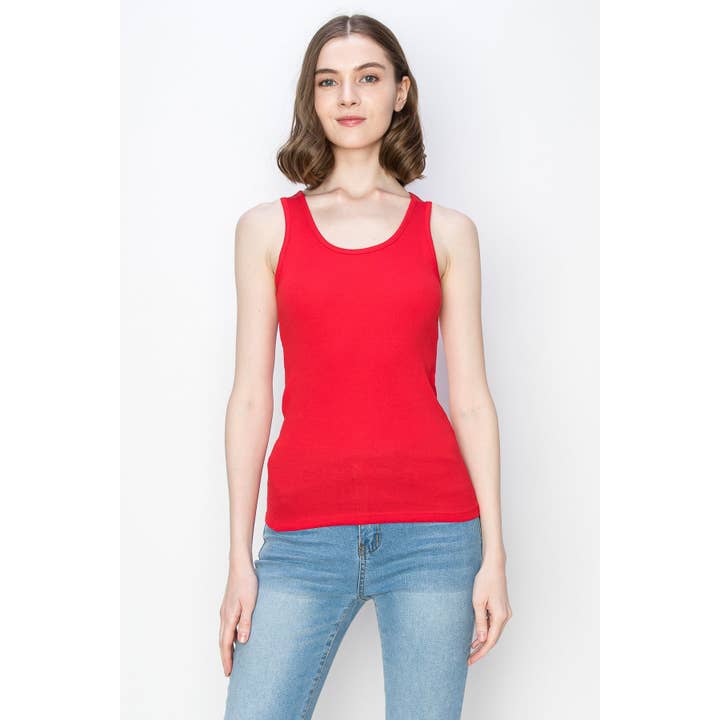 Scoop Neck Ribbed Tank Top for wholesale by UP CLOTHING