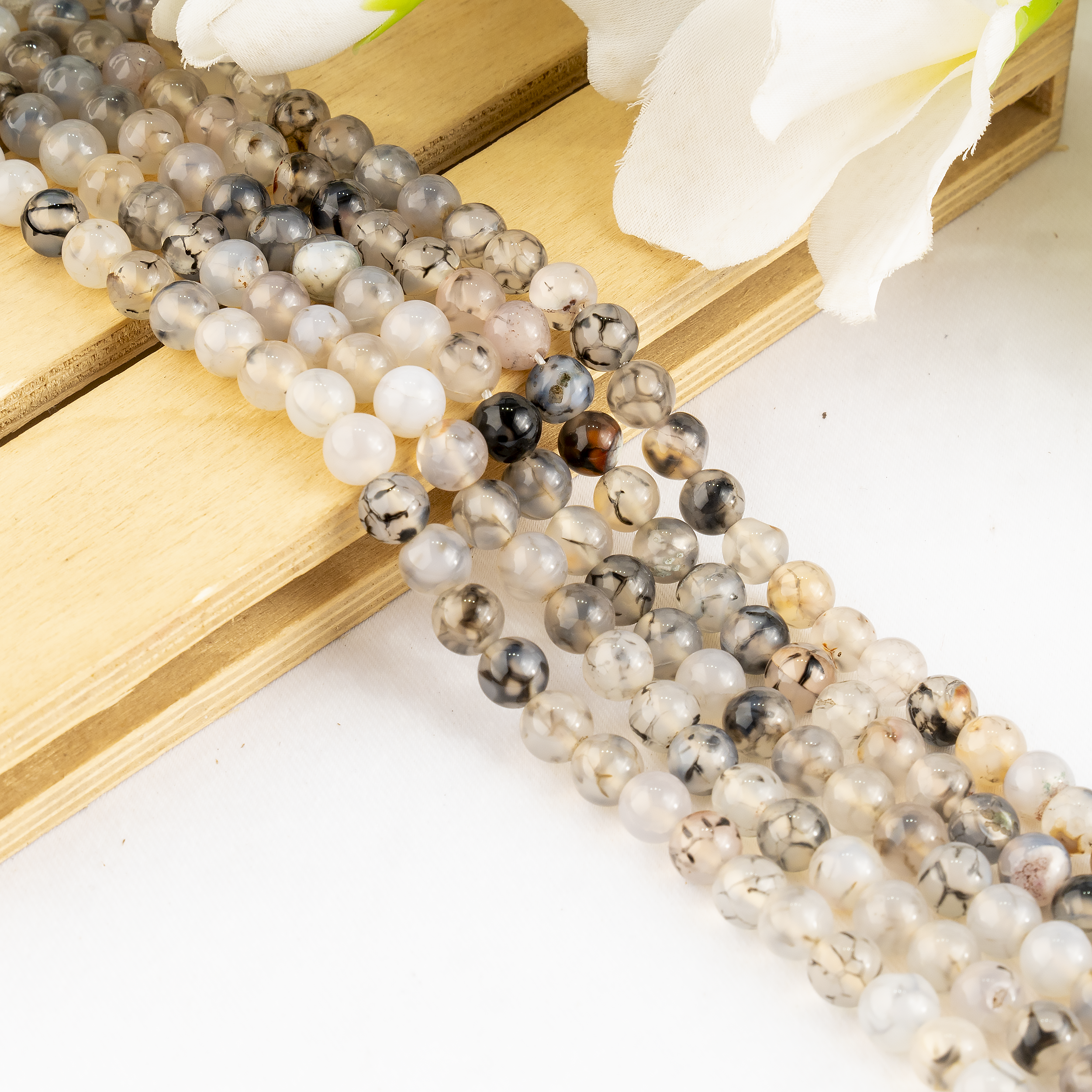 Soothing Crystals Beads - Wholesale Beads - Crystal Jewelry Beads | DragonVein Agate Black | Gemstone10