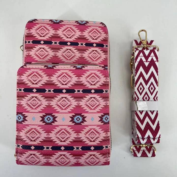 Nativo - Wholesale Crossbody Bag - Women's - PUR12-DPNK - Full PU, Crossbody Phone Bag, Dakota Pink