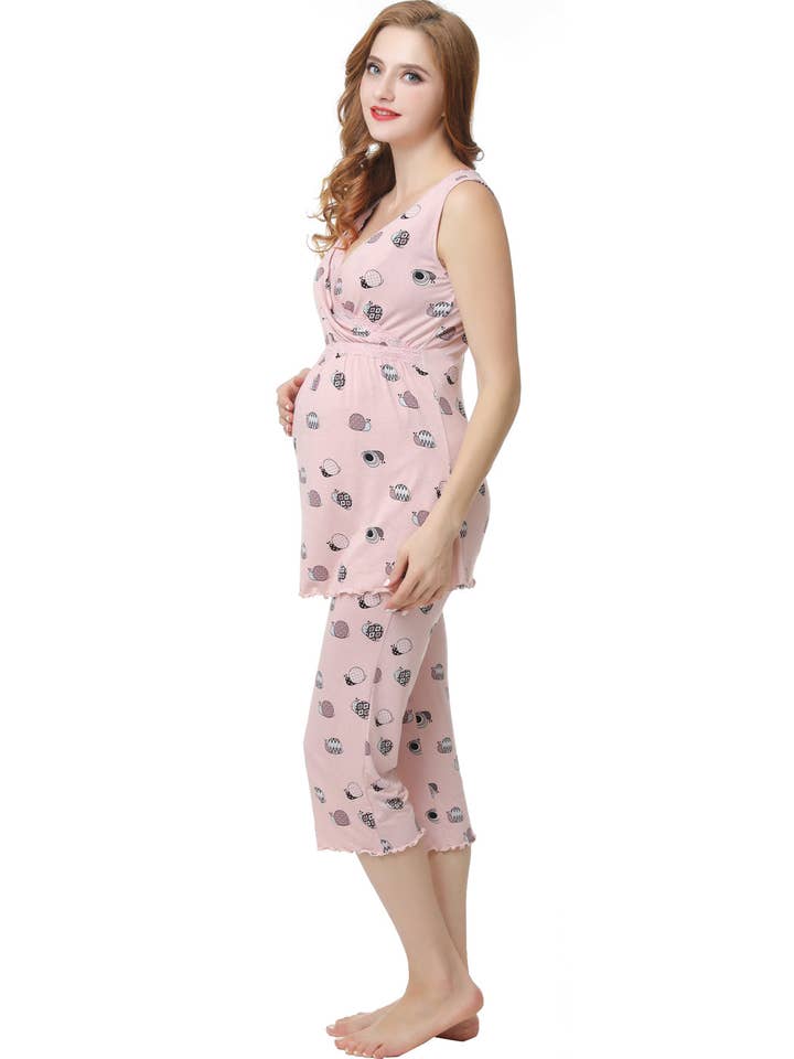 Blush Kimi + Kai Maternity „Loren“ Krankenpflege PJ Set Blush für den Großhandel auf Faire2