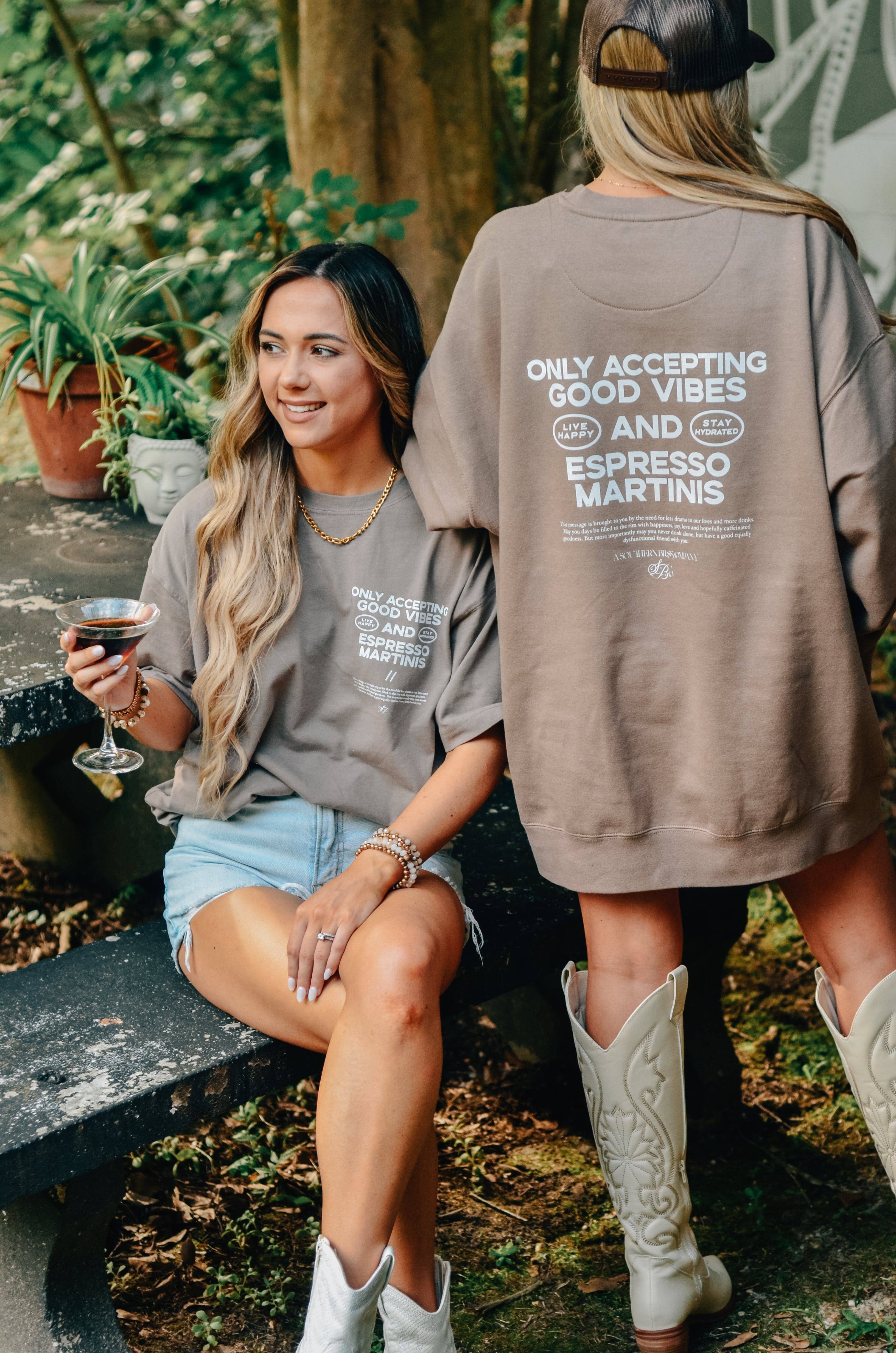 Southern Bliss Co. - Wholesale Graphic Sweatshirt - Women's - Good Vibes & Espresso Martinis Sweatshirt2