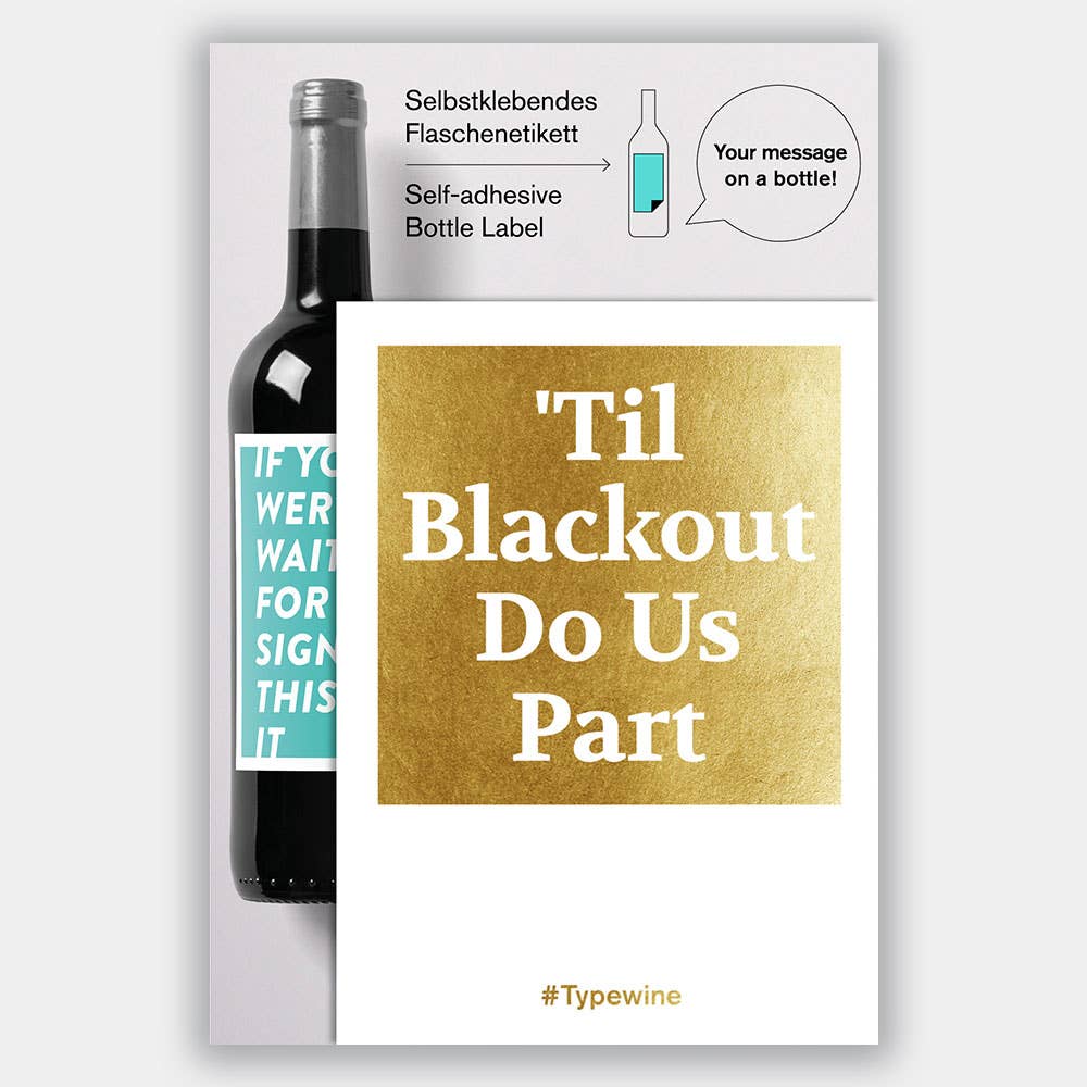 Typewine - Wholesale Gift Tag Label - Blackout Wine Label2