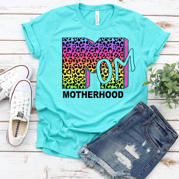 NEON LEOPARD MOTHERHOOD TEE for wholesale by Wild+Crazy Tees and More