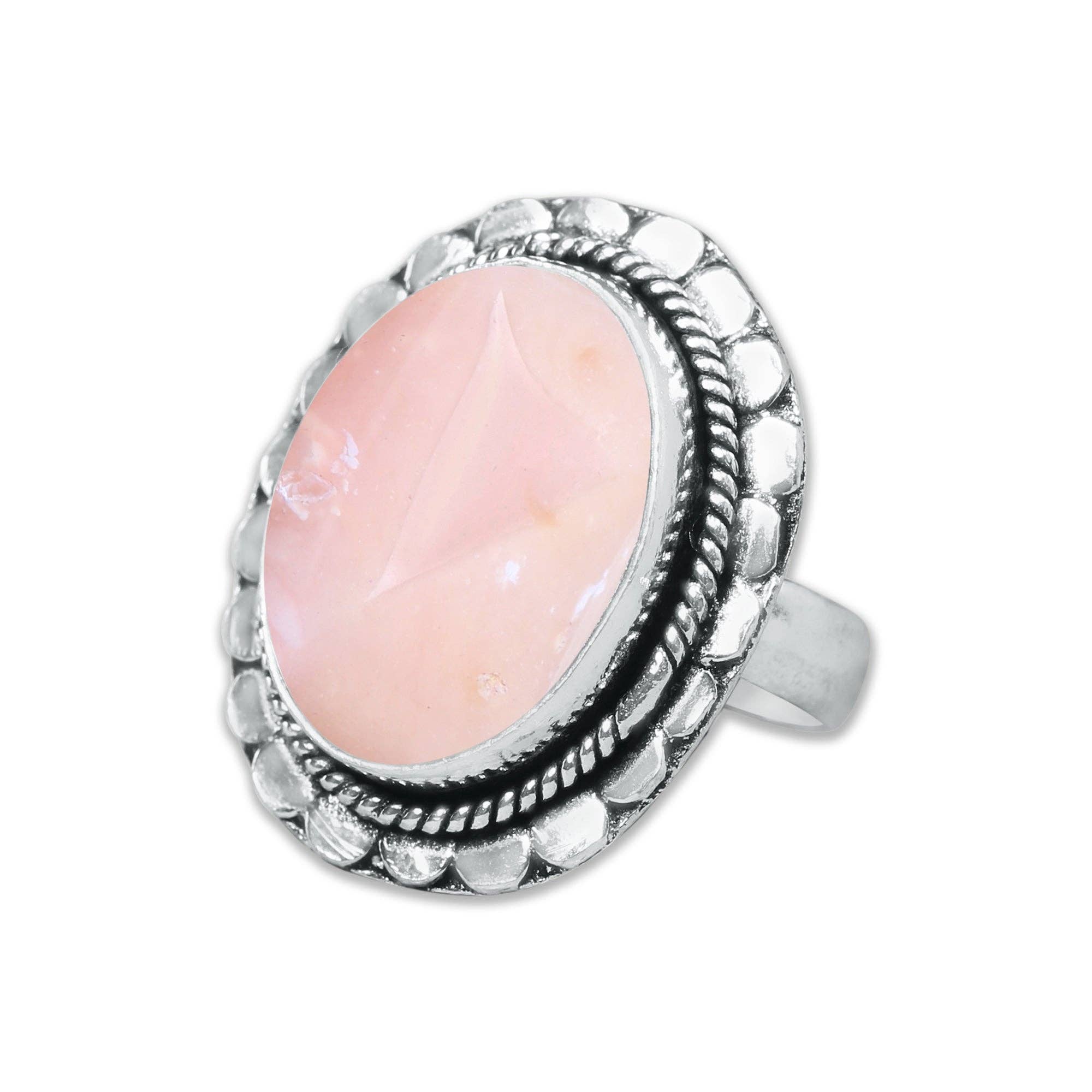 Handmade Jewels - Wholesale Cocktail/Statement Ring - Pink Opal Rings – Handmade, Silver-Plated, Assorted Boho Designs (US Sizes 6–10, Made to Order)11