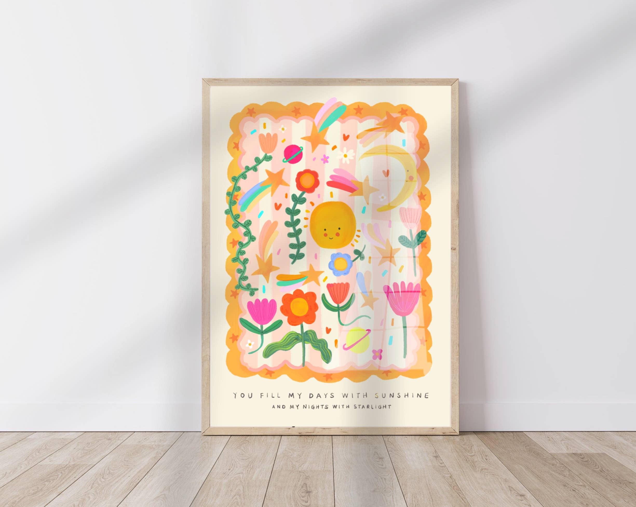 Kate Fox Design – wholesale Art print – Kids & baby – Sun and Stars, Children’s Room, Bright and Colourful,1