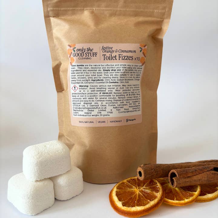 Effervescenti Festivi per WC - Arancia e Cannella per la vendita all'ingrosso da parte di Only The Good Stuff UK