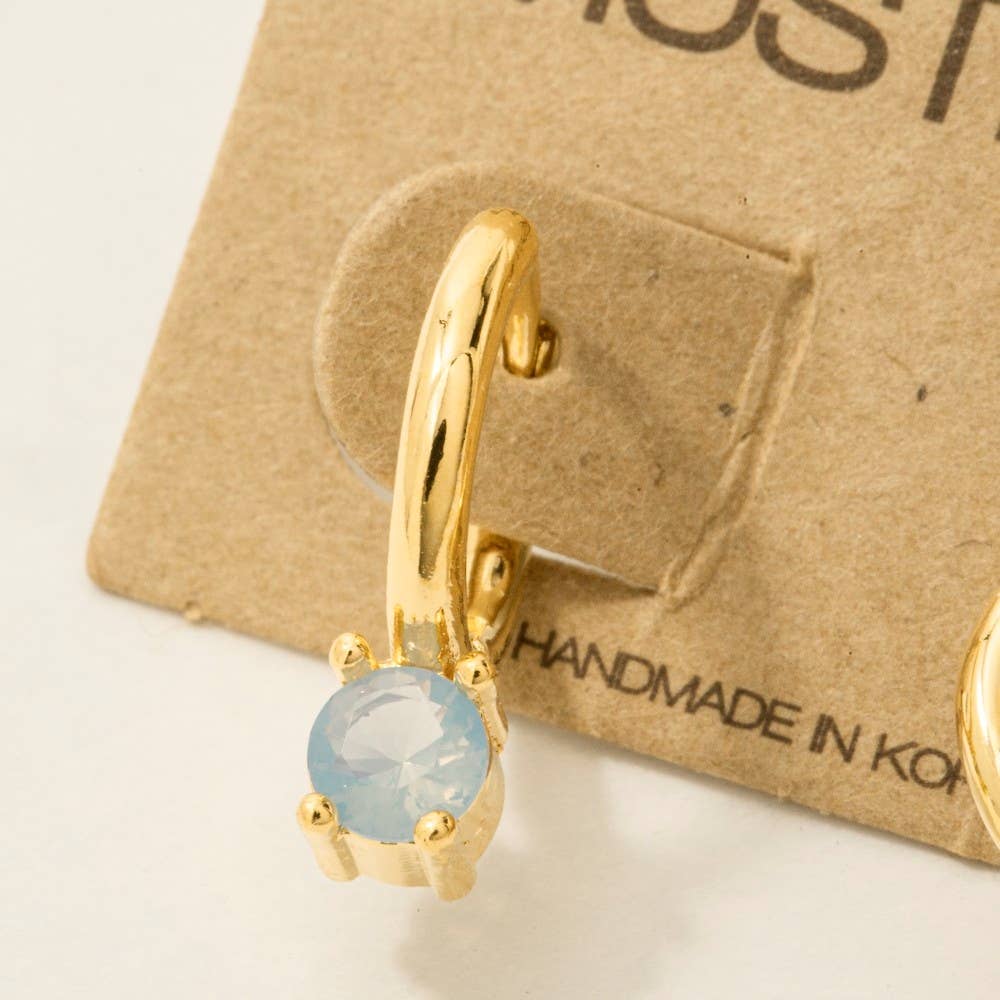 Fame Accessories - Wholesale Hoop Earrings - Gold Dipped Round Cz Gem Hoop Earrings3