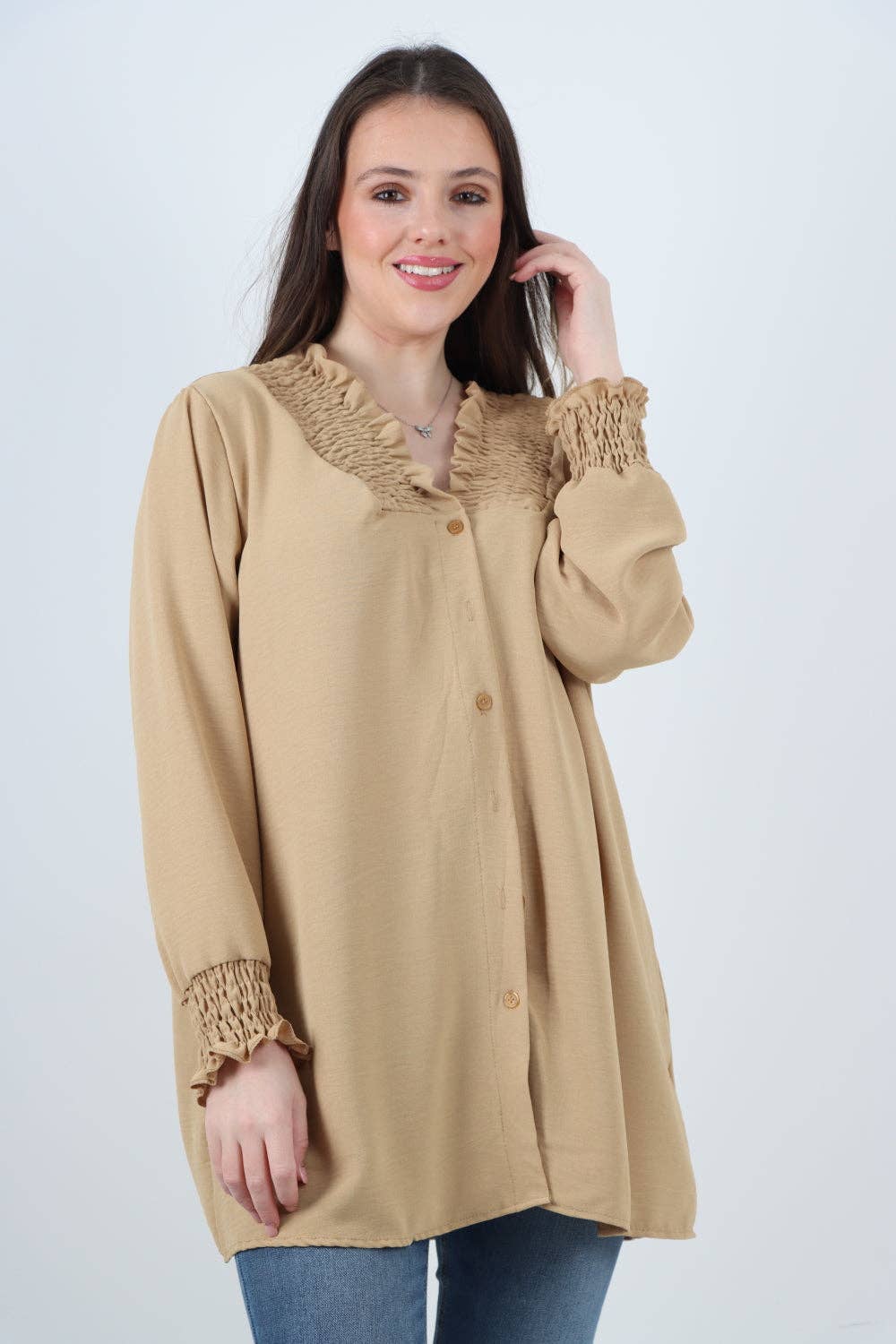 Miss Bold – wholesale Tunic – Women’s – Italian Shirred V Neck Long Sleeve Tunic Top29