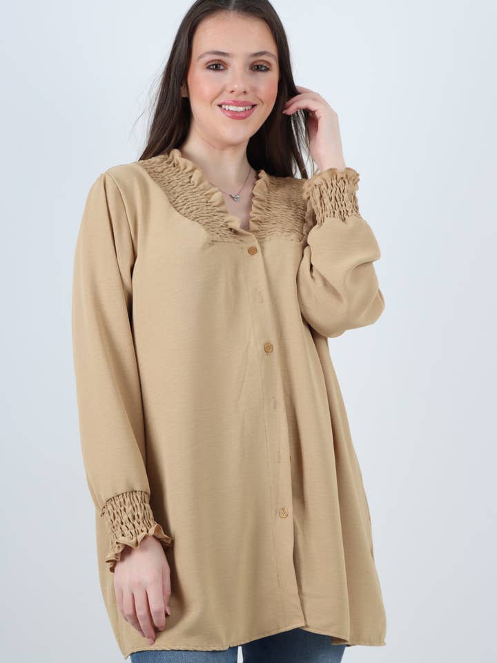 Miss Bold – wholesale Tunic – Women’s – Italian Shirred V Neck Long Sleeve Tunic Top29