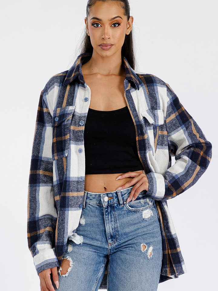 Boyfriend Oversized Soft Flannel Shacket for wholesale by WEIV