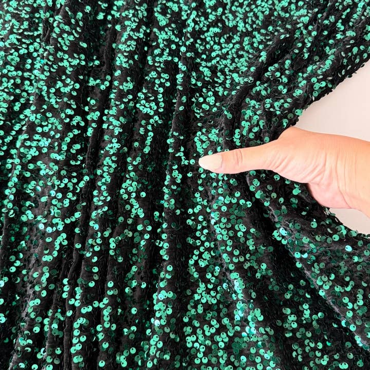 GalaTextile - Wholesale Fabric - Best Price Sequin Velvet Fabric, Stephanie Overlap Sequins With Velvet Fabric Sold by Yard, Sparkly Fabric for Gown, Red, Green, Red, Pink3