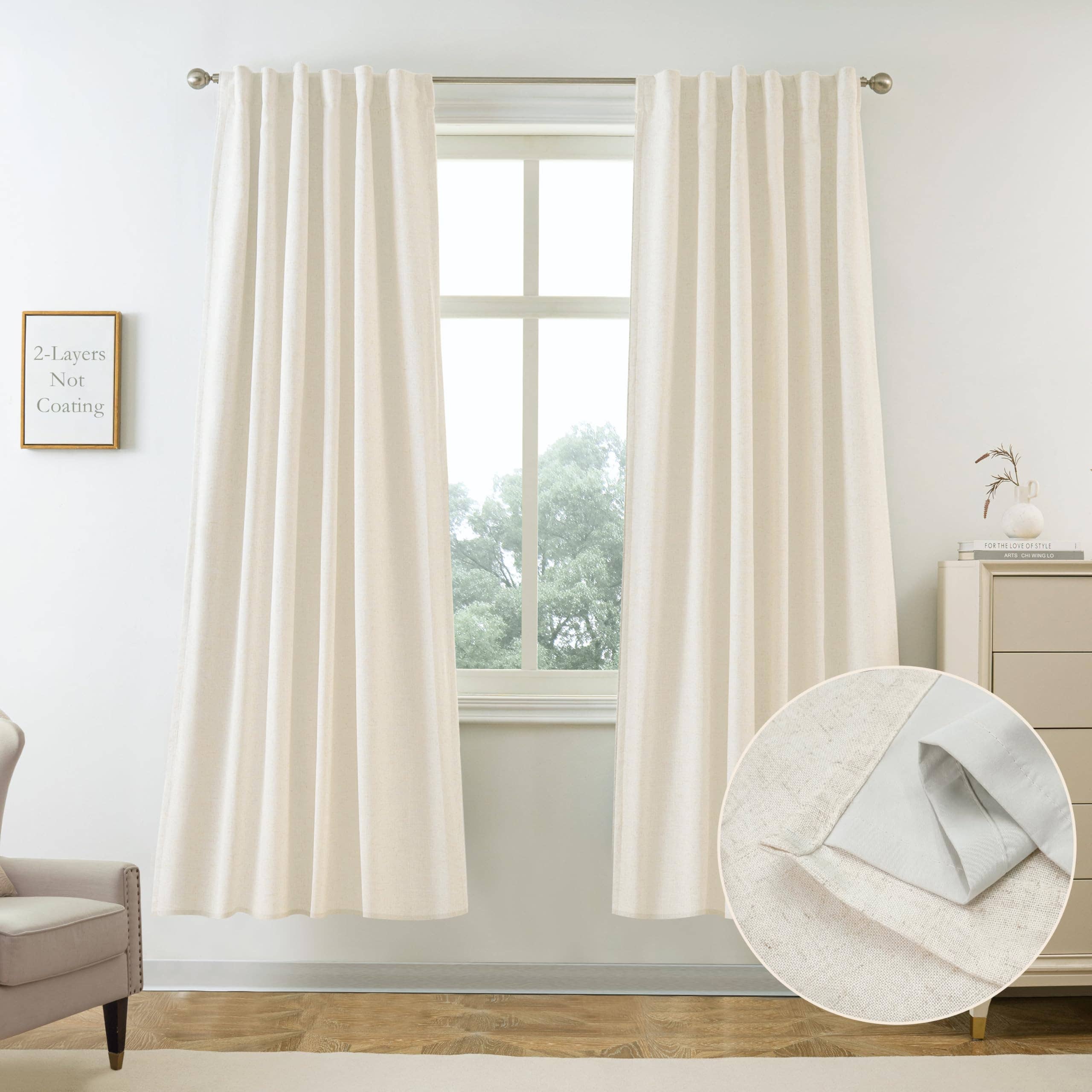 DriftAway - Wholesale Curtain - 100% Blackout Natural Linen Curtains for Bedroom 2 Panels9