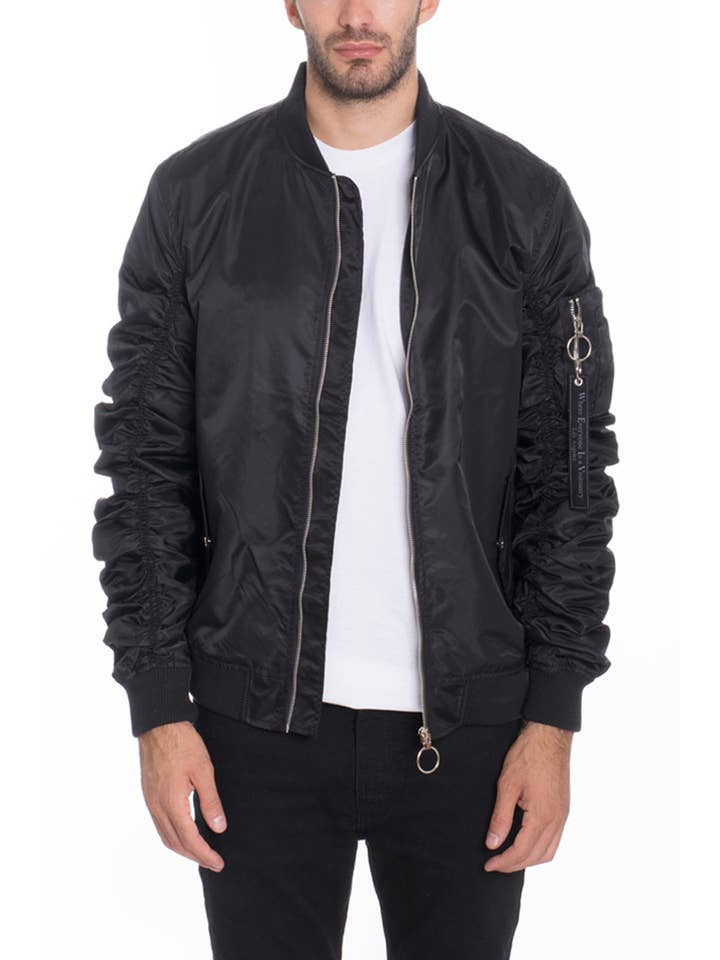 WEIV - Wholesale Bomber Jacket - Men's - Mens Light Weight Scrunched Flight Bomber Jacket1