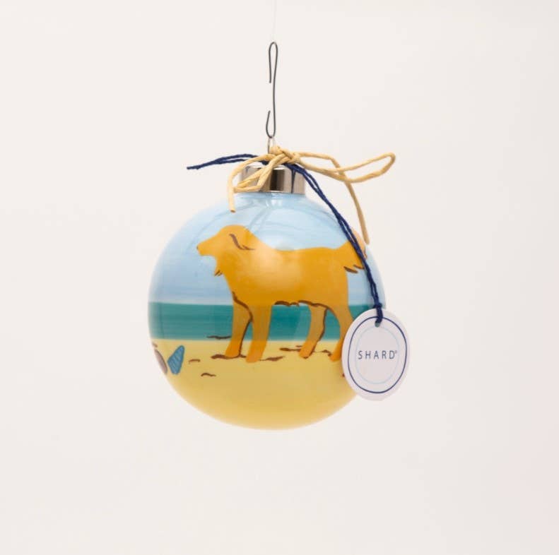 Shard at Home - Wholesale Ornament - Yellow Dog on Beach Ornament1