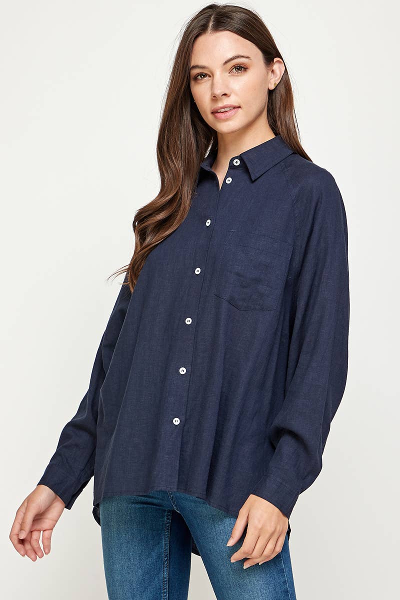 FUN2FUN - Wholesale Button Down Shirt - Women's - LINEN BLEND SHIRT21
