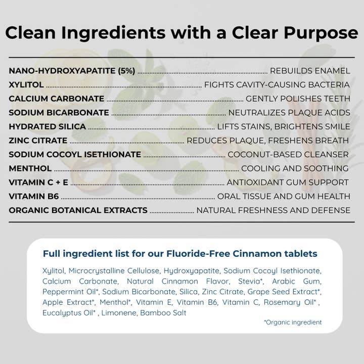 Tidalove - Wholesale Toothpaste - Cinnamon Fluoride-Free Toothpaste Tablets – Refill 4-Month S4