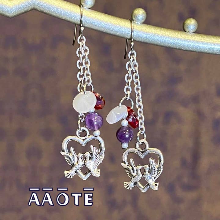 Valentine Chained Charm Lightweight Earrings with Gemstone for wholesale by AAOTE