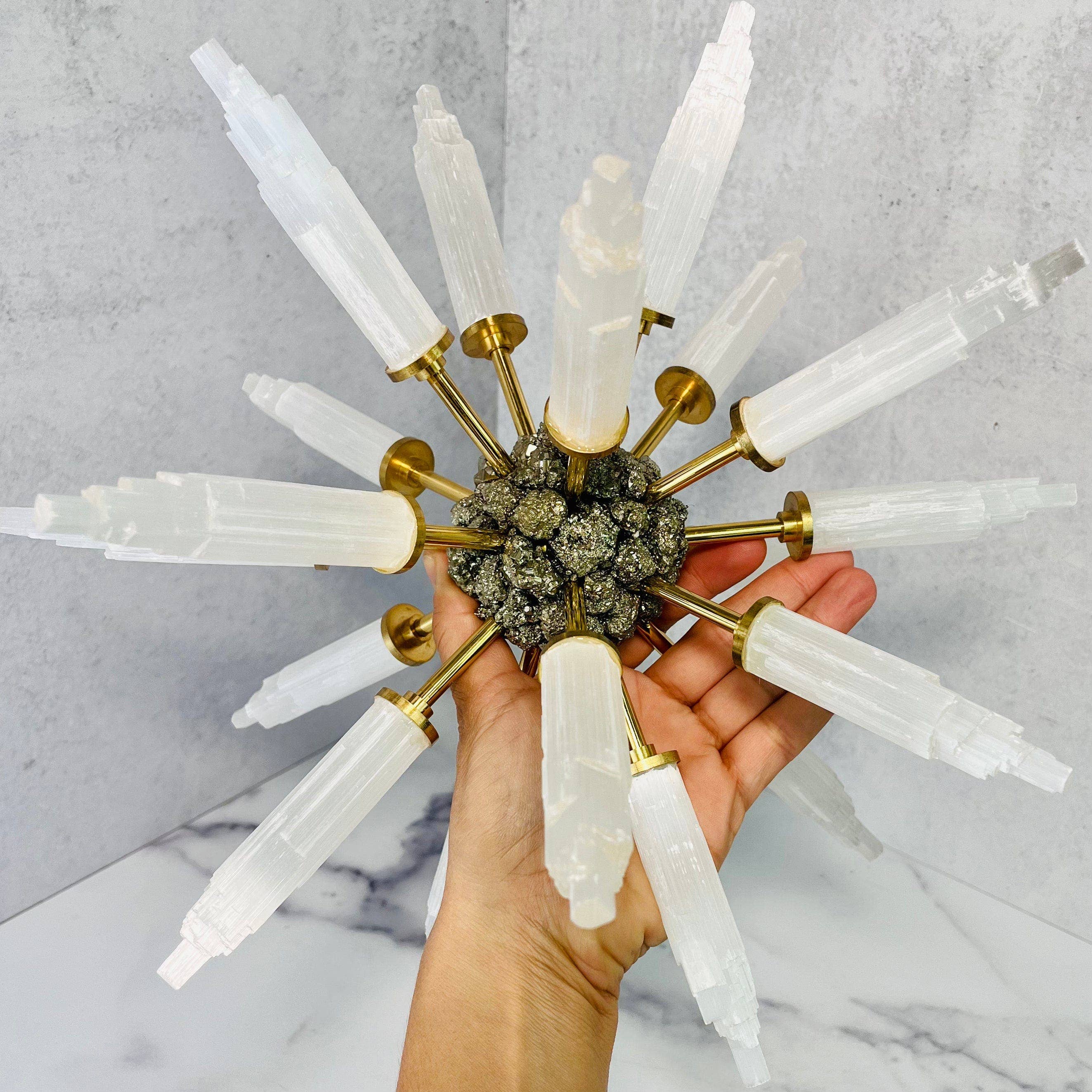 Rock Paradise - Wholesale Spiritual Stone/Crystal - Crystal Selenite and Pyrite Spike Globe7