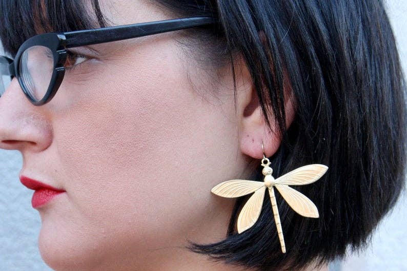 daniAWESOME - Wholesale Dangle Earrings - Brass Dragonfly Earrings1