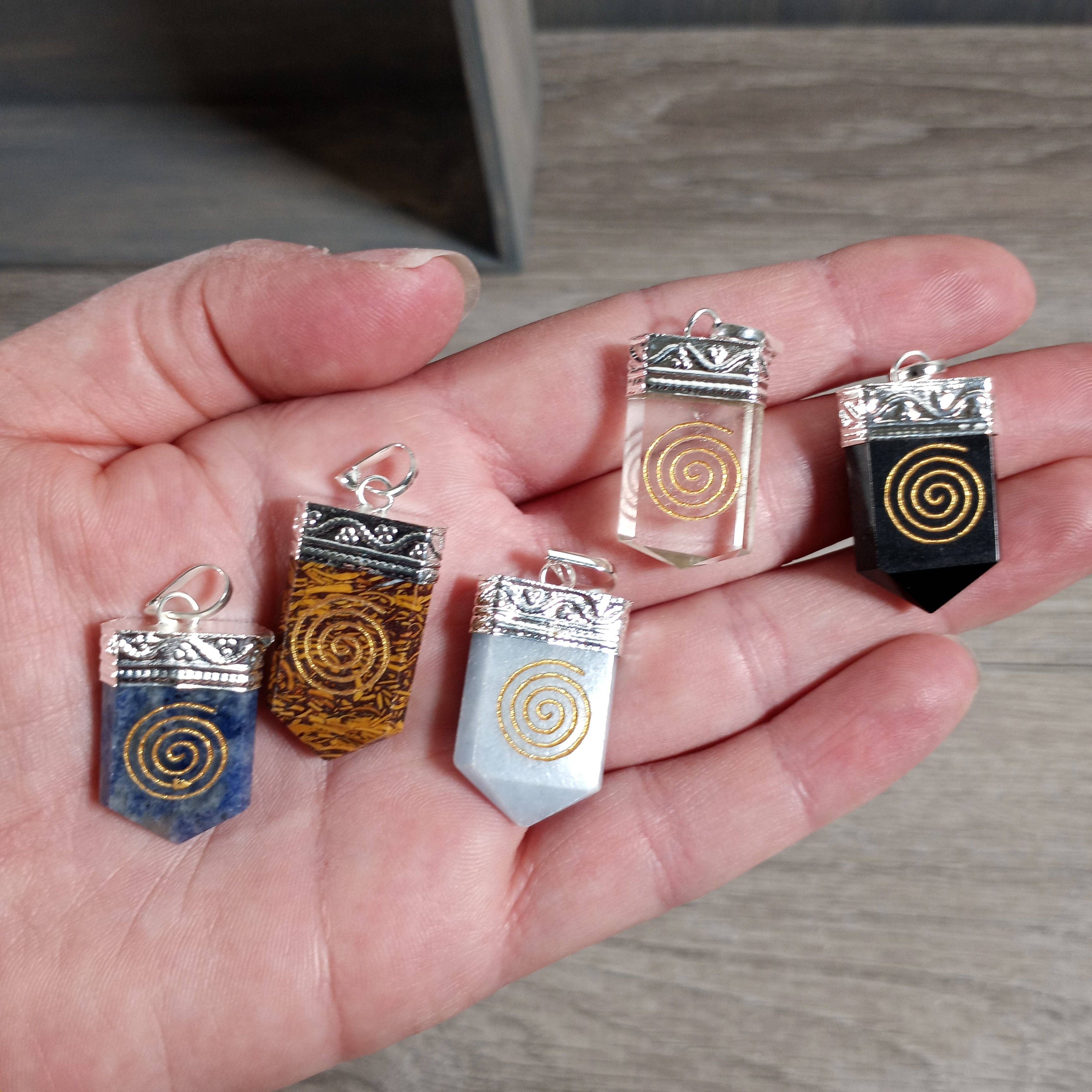 Keystone Crystals - Wholesale Individual Charm/Pendant - Etched Gemstone Pendants Assorted – Silver Pot Metal Setting3