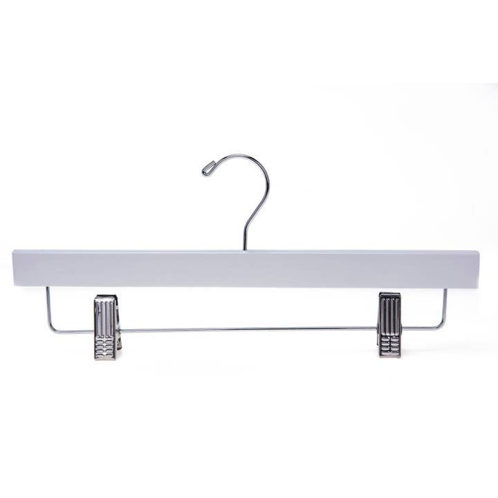Quality Hangers - Wholesale Clothes Hangers - W043 - Wooden Straight Skirt Hangers, 14", White 120 pcs