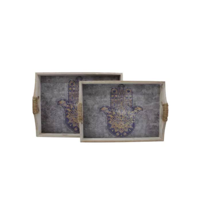 Tabuleiro Mão de Fátima Conjunto de Cor Escura 2 Un por atacado de Eastern Trading