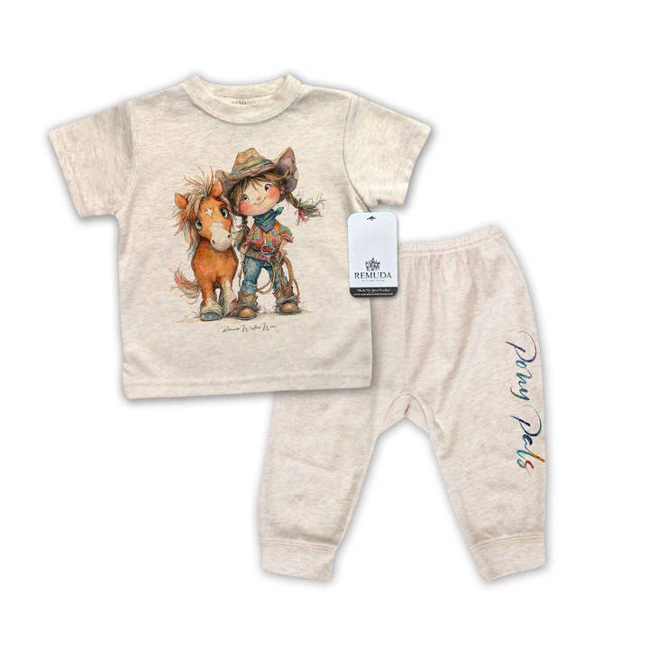Pony Pals Cowgirl - Pyjama de nuit western 2 pièces pour bébé pour la vente par Remuda Western Wear