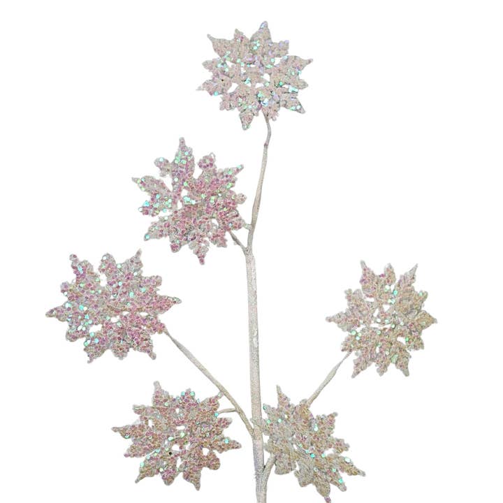 Glitter Snowflake Spray - Iridescent 30.5” for wholesale by David Christopher's Collection