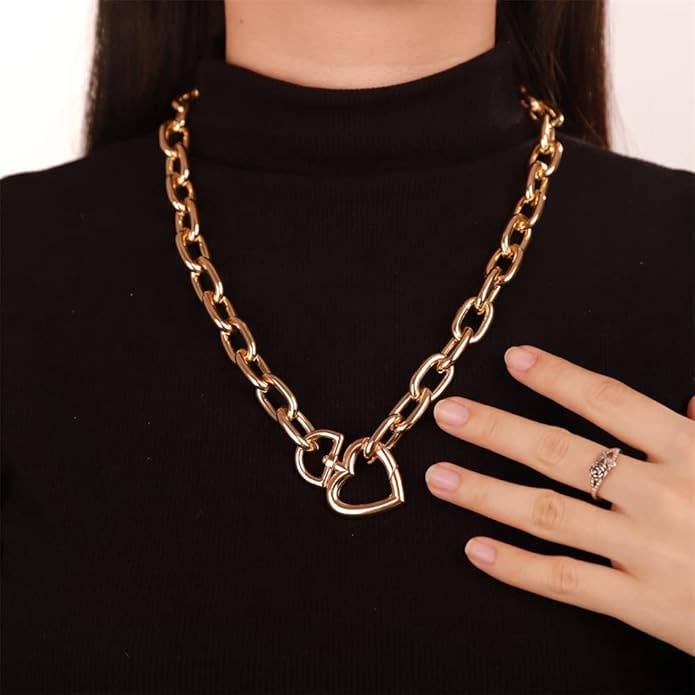 Gemscape UK – wholesale Choker/collar – Beautiful Heart Trendy Choker Chunky Stylish Gold Necklace7