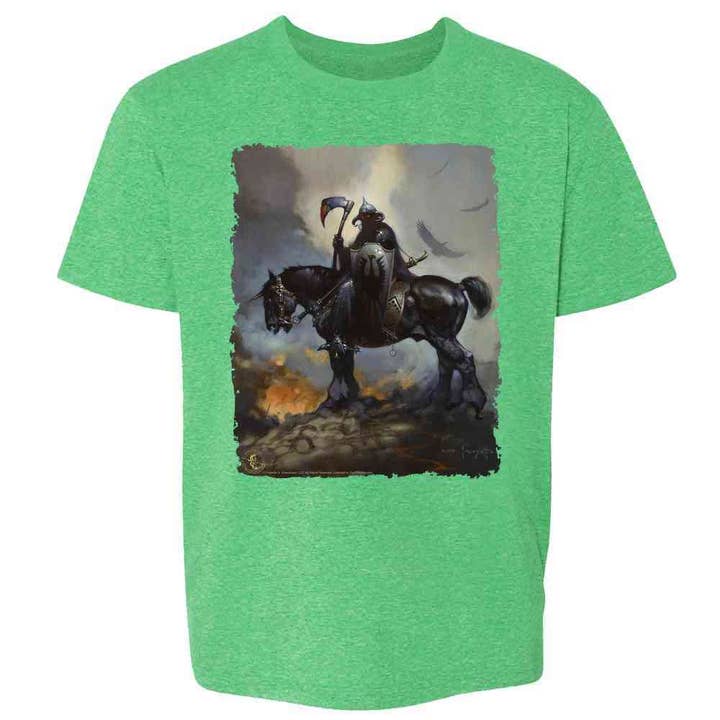 Pop Threads - Venta al por mayor Camiseta serigrafiada - Niños - Camiseta Death Dealer de Frank Frazetta Art Horror para niños y jóvenes8