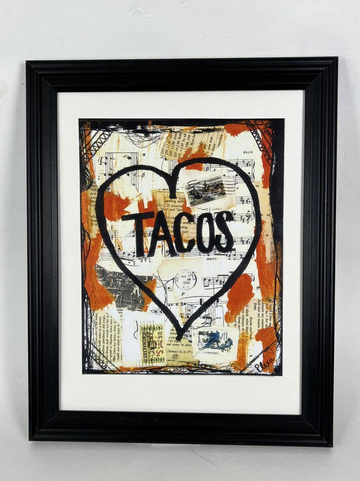 TACOS Food Kitchen Music Art Print "Tacos" for wholesale by Lexicon of Love Music Art