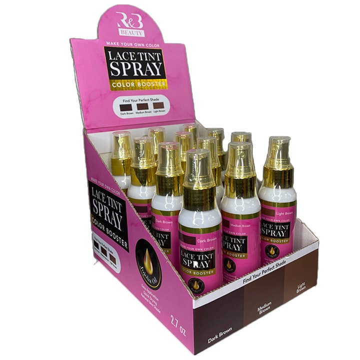 R&B Collection Inc. - Wholesale Hair Dye - Lace Tint Spray (Light, Medium & Dark Brown)