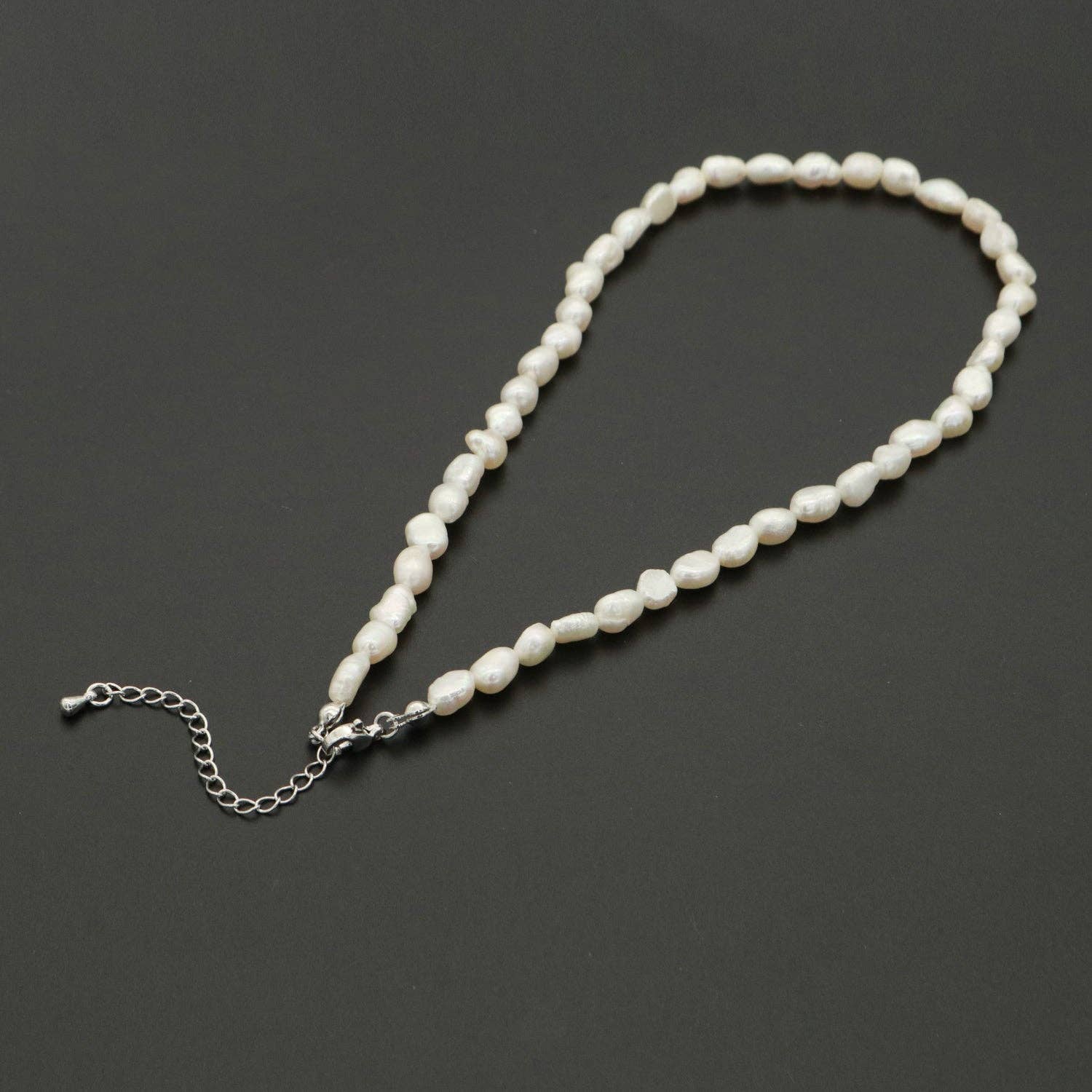 Aim Eternal - Wholesale Beaded/Pearl Necklace - Classic Fresh Water Pearl Small Rice Pearl Seed Chain Silver Chocker Necklace3