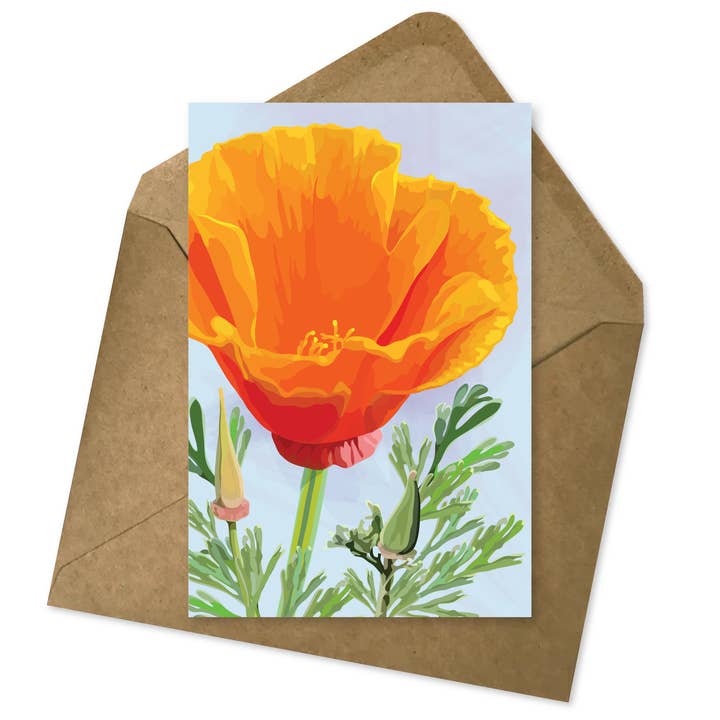 Floral Enclosure Card | California Orange Poppy Gift Tag for wholesale by The Red Barn Press