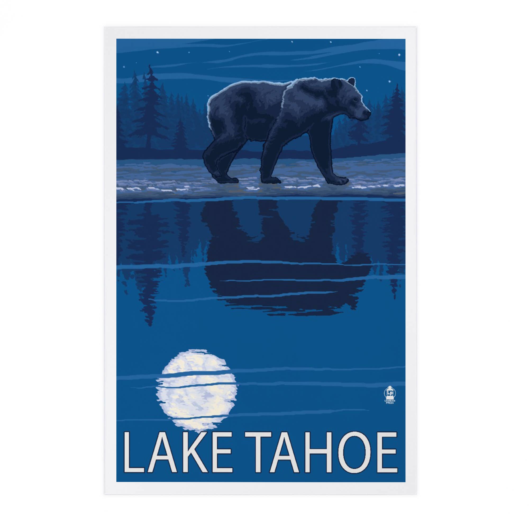 Lantern Press - Vendita all'ingrosso Cartoline - CARTOLINE PREMIUM Lake Tahoe, California, orso di notte0