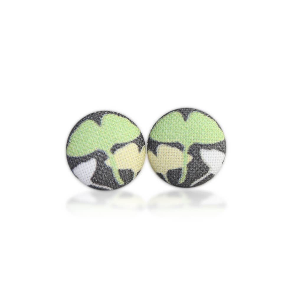 Rachel O's - Wholesale Stud/Post Earrings - Leaves Fabric Button Earrings4