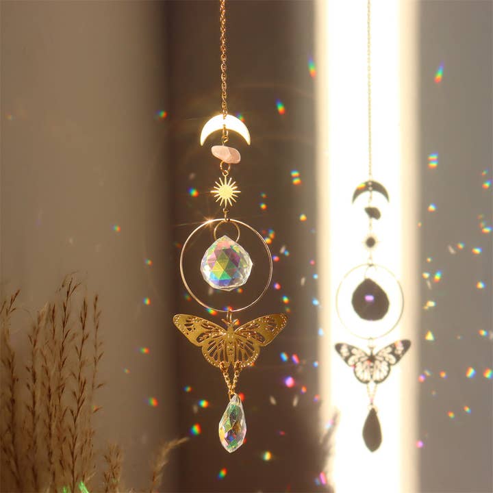 Dipped Shop - Wholesale Suncatcher - Metal Butterfly Crystal Suncatch Hangings DPH1926
