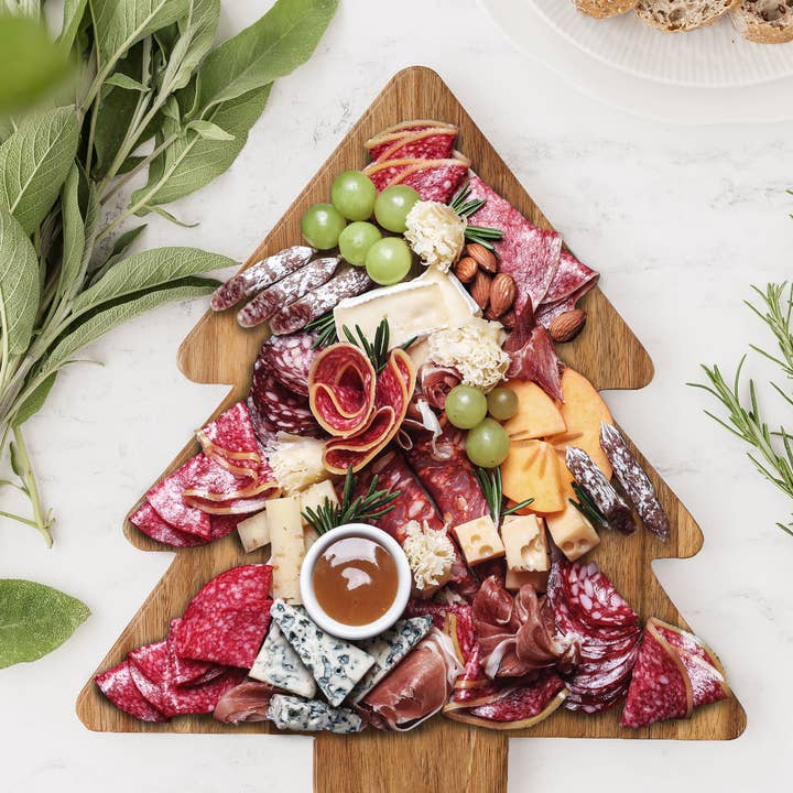 UBERSTAR - Wholesale Cheese Board - Charcuter-Tree Christmas Serving Board - Natural Acacia2