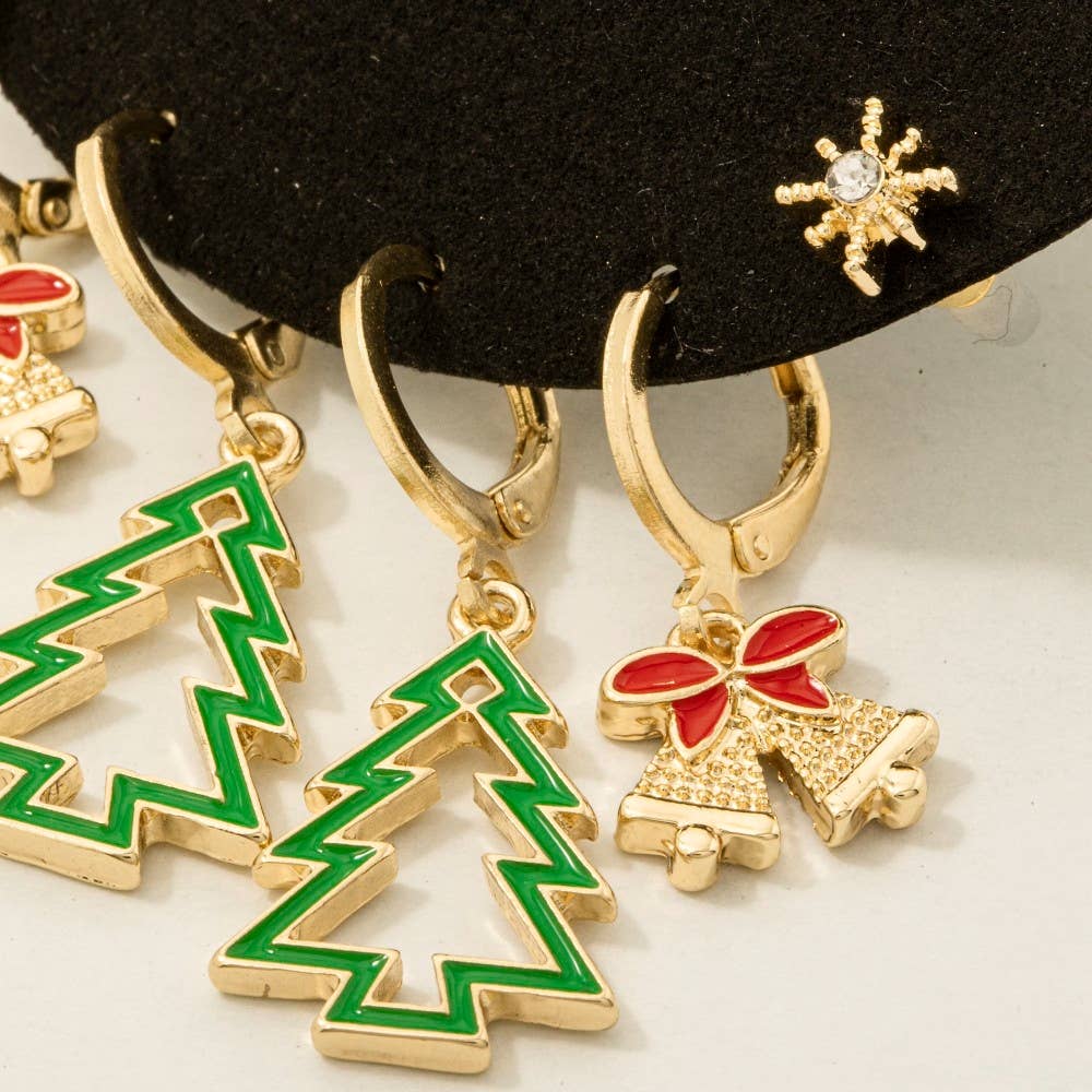 GD Secret Box Gold Dipped Christmas Theme Stud And Hoops for wholesale on Faire2