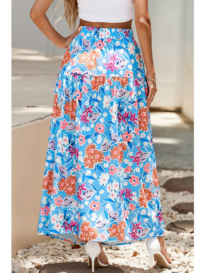 LDC Floral Printed High Waist Split Wrap Long Skirt for wholesale on Faire