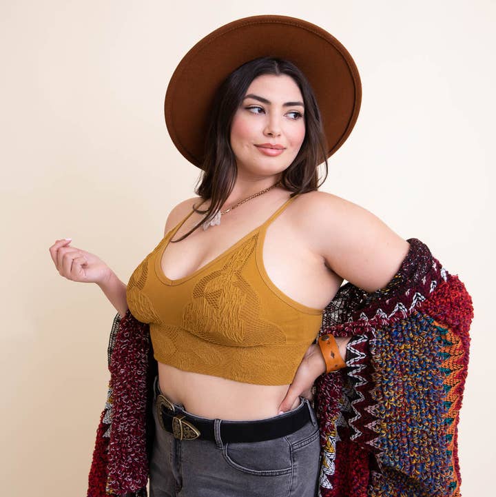 Leto Accessories - Wholesale Bralette - Women's - Full Coverage Seamless Padded Textured Brami Plus Size6