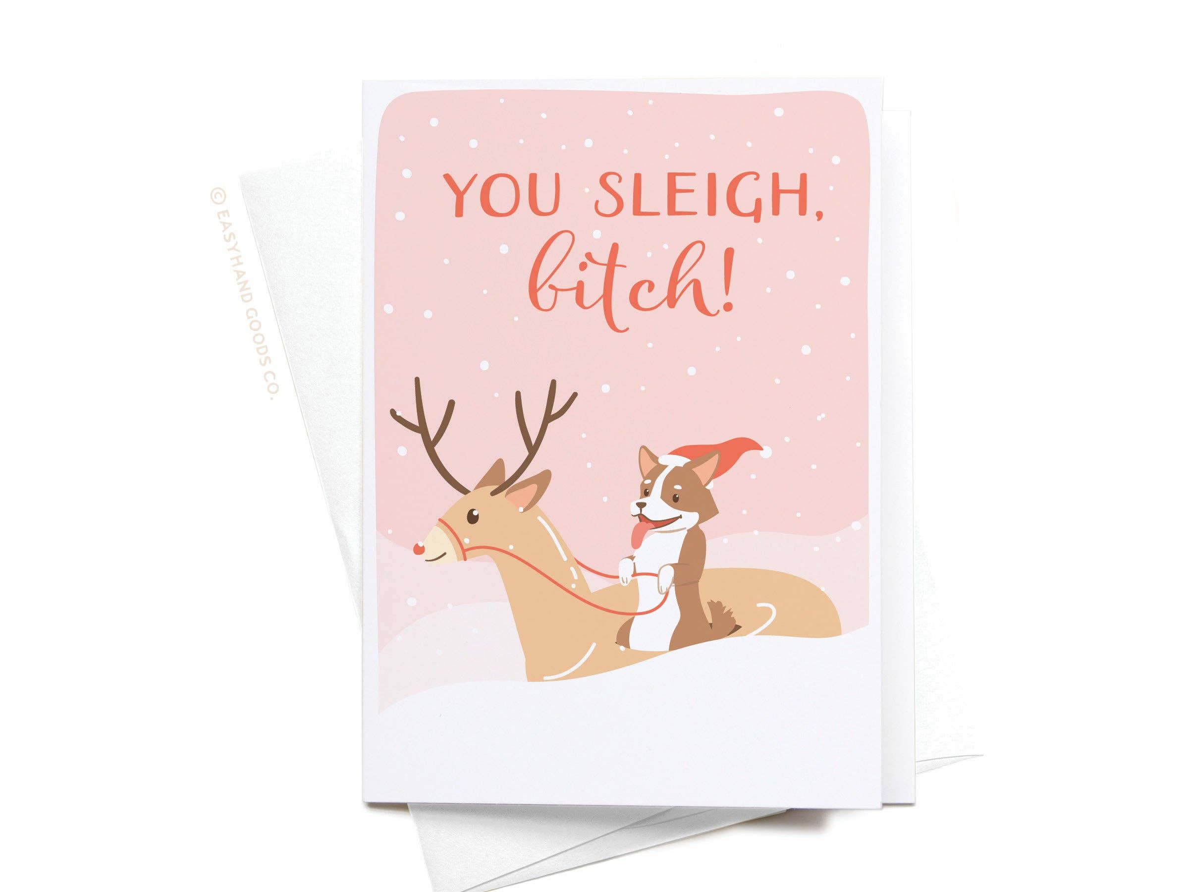 Easyhand Goods – formerly Onderkast - Wholesale Stationery/Notecard Set - You Sleigh, B*tch Folded Greeting Note Set1