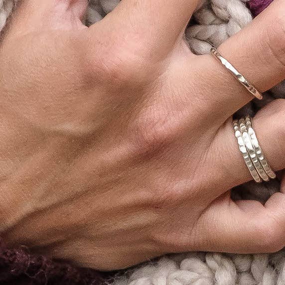 Ring Set Sterling Silver Stackable Lined for wholesale by Martini Metal Craft