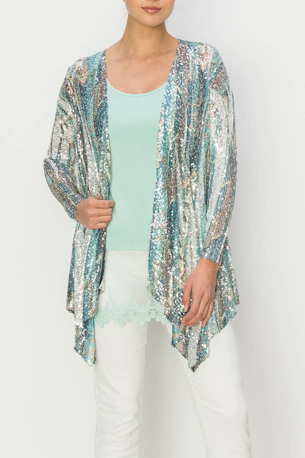 Turkish Geo ALLE PALJET CARDIGAN-4637 SIL-TURKIS for engroshandel på Faire1