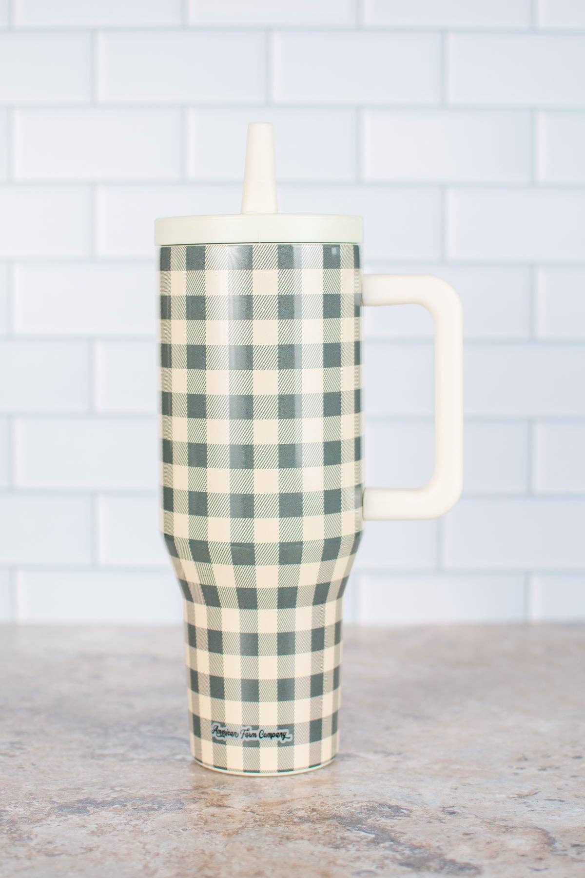 American Farm Company - Wholesale Geïsoleerd drinkgerei - Evergreen Gingham 40oz Watertank Beker1