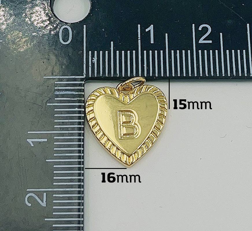 Beads Creation - Wholesale Individual Charm/Pendant - Gold Filled Initial Heart Letter Charm Alphabet Charm CP18202
