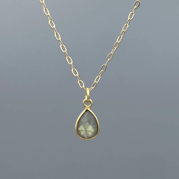 Gold Stone Teardrop Necklace for wholesale by Something Silver